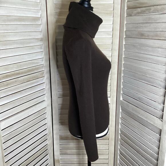 Celine Phoebe Philo Era Brown Cashmere Ribbed Turtleneck Sweater L - Picture 5 of 9